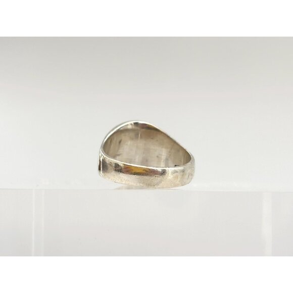 Yin Yang Chunky Signet Flat Top Statement 925 Sterling Silver Vintage Ring - Picture 5 of 12